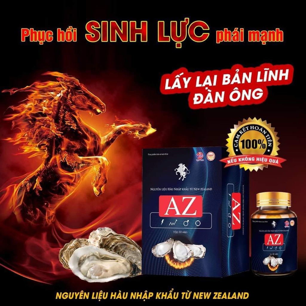 Viên uống bổ thận nam, tráng dương, tăng cường sinh lý, giảm đau lưng, mỏi gối, tiểu đêm nhiều Tinh chất hàu AZ (30viên)