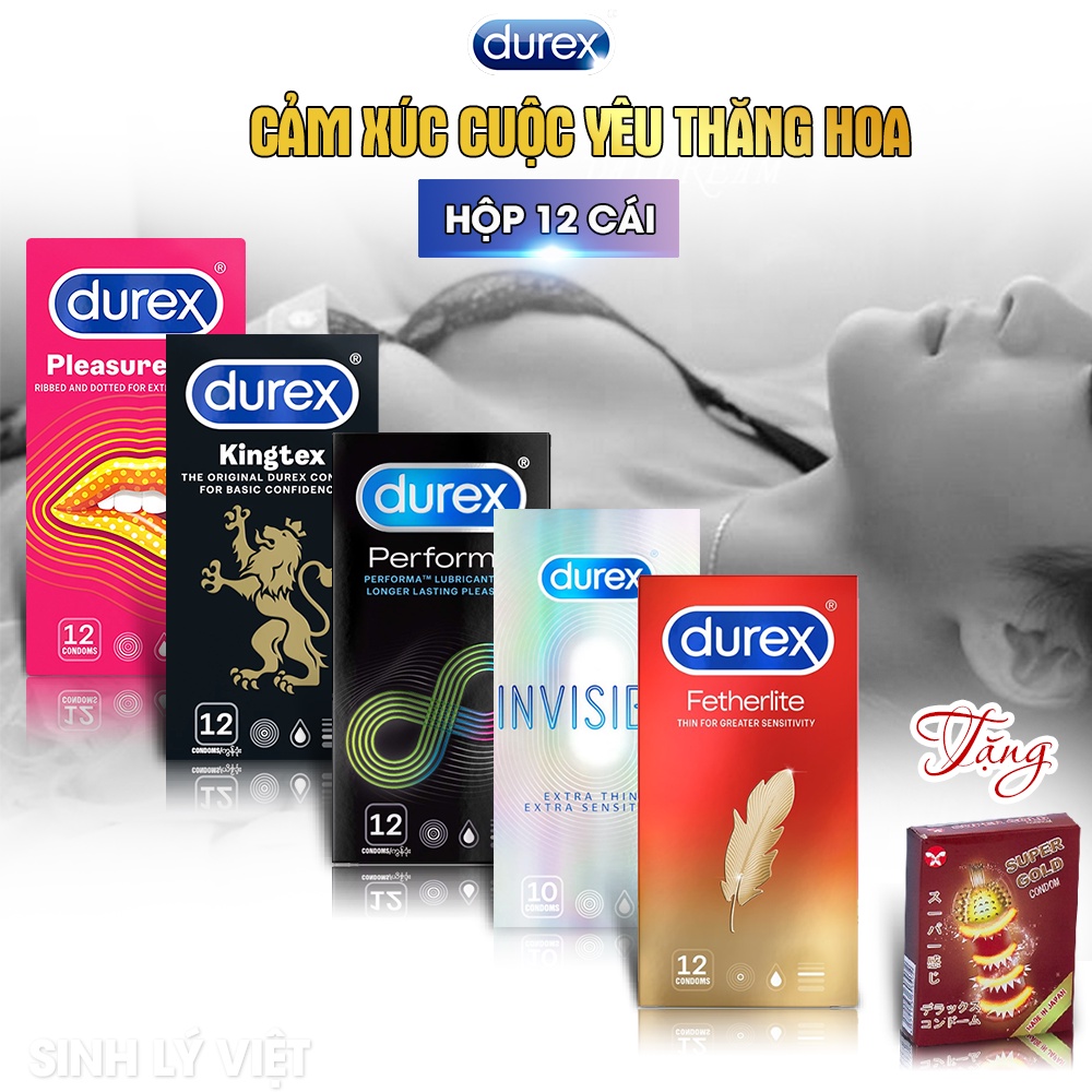 [Tặng Bcs Runbo] Combo 5 Hộp (60 Cái) Bao Cao Su Durex loại Fetherlite + Plesuremax + Invisible + Performa + Kingtex