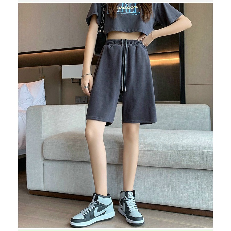 Quần đùi thêu trái tim dành cho nam và nữ phong cách đường phố có nhiều màu chất đẹp