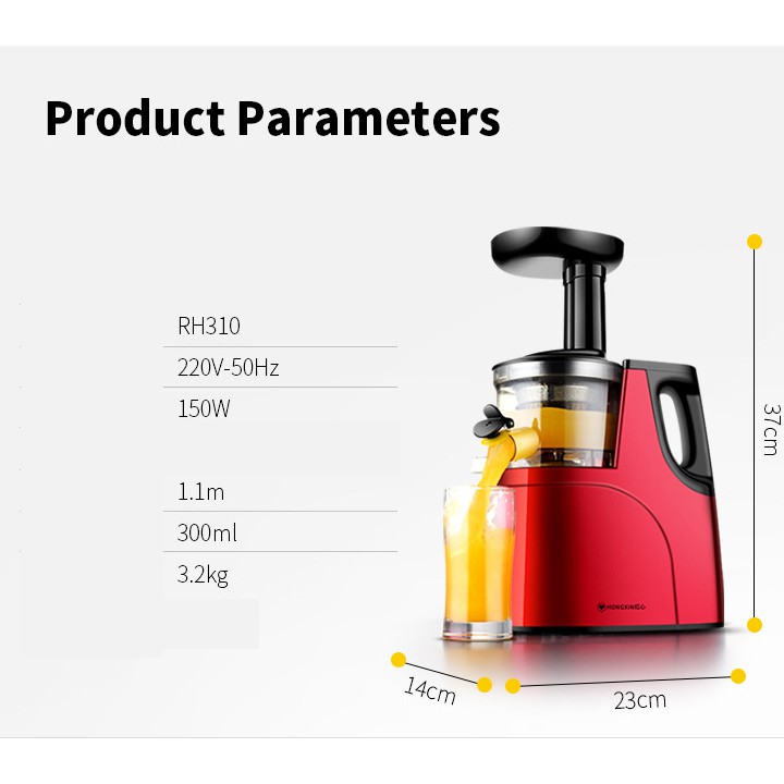 Máy ép chậm, Máy ép hoa quả chậm RH310 Công suất cao, BỀN , ĐẸP - Máy nhập khẩu cao cấp bảo hành uy tín toàn quốc