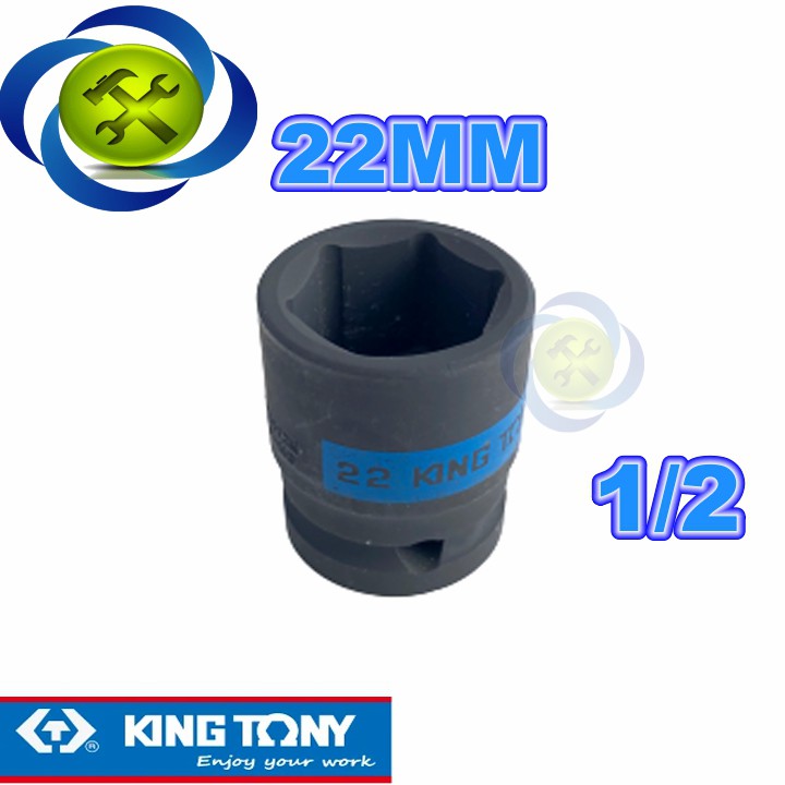 Tuýp đen ngắn Kingtony 453522M 22mm 1/2 6 cạnh
