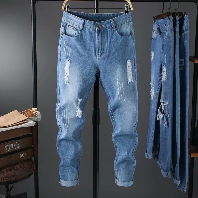 Quần jeans rách phong cách Hàn Quốc thời trang mùa hè mới cho nam
