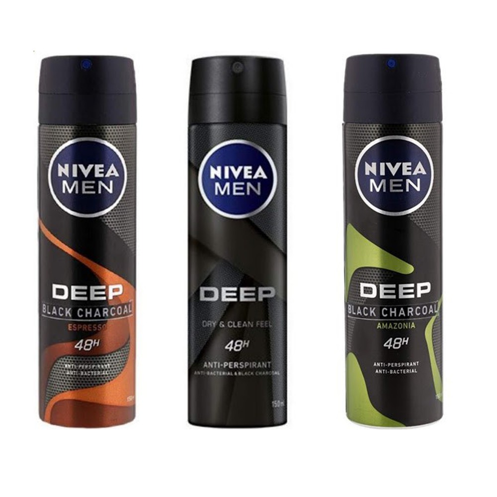 Xịt ngăn mùi NIVEA MEN Deep than đen hoạt tính 150ml