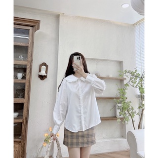 áo sơ mi cổ bèo đen trắng