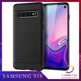 Ốp lưng Samsung S10 S10E S10+ Plus S10 Lite 🔥FREESHIP🔥Ốp silicon mềm bằng sợi Carbon phay xước chống sốc chống vân tay