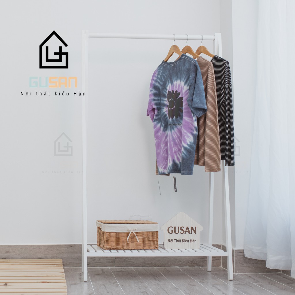 Giá Treo Quần Áo 1 tầng thông minh chữ A bằng gỗ màu trắng GUSAN không gắn tường phù hợp shop thời trang phong cách Hàn