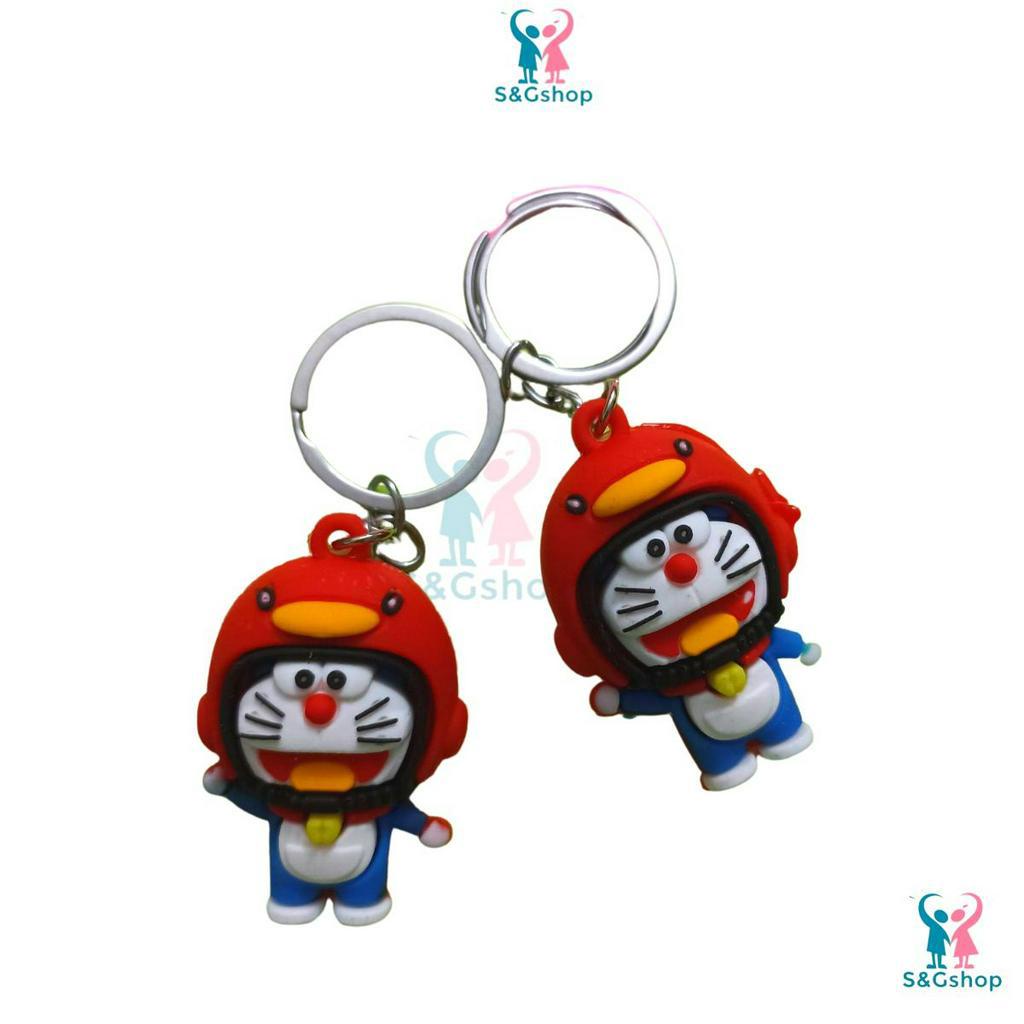 Móc chìa khóa cute Doremon đội nón bảo hiểm vịt
