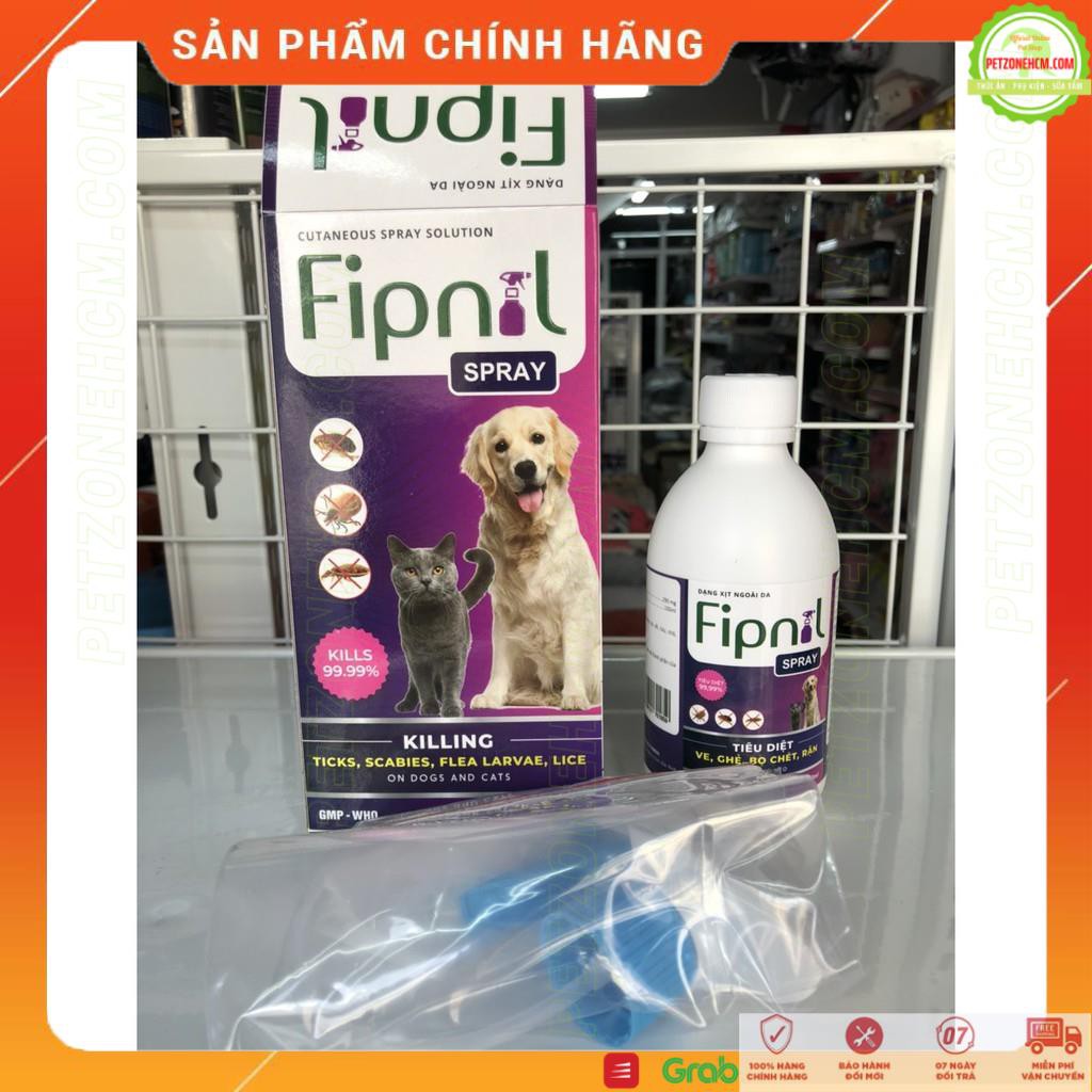 Chai xịt FIPNIL- Spray  diệt ve, ghẻ, bọ chét, rận trên chó mèo 250ml