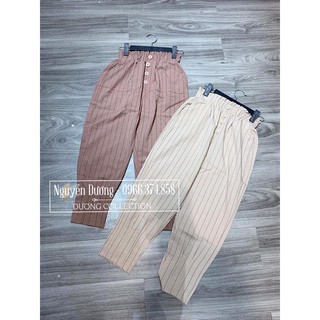 quần kẻ cạp cúc bọc