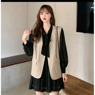 Set váy kèm áo vest gile kèm ảnh thật feedback