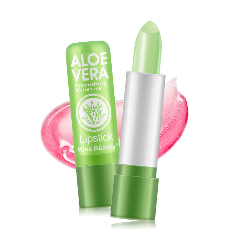 KISS BEAUTY Son Dưỡng Môi Chiết Xuất Lô Hội Thay Đổi Màu Theo Nhiệt Độ Dưỡng Ẩm Chống Nước Chống Khô Môi