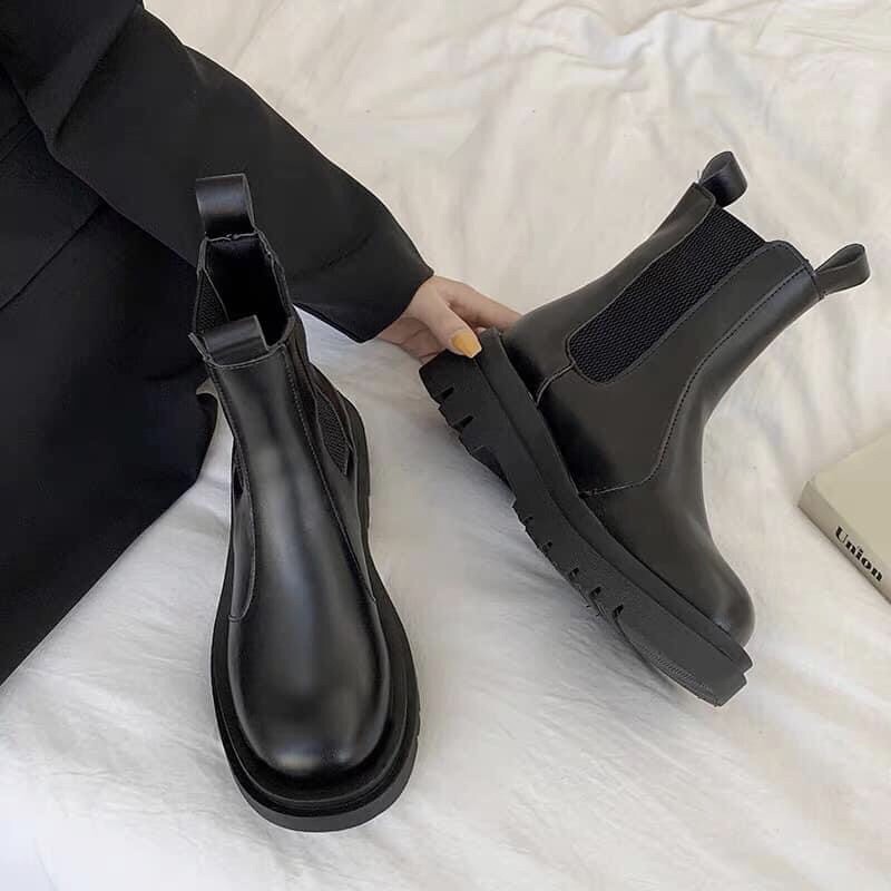 Giày BOOTS Nữ không dây không khoá co dãn boot ulzzang ĐẾ CHIẾN BINH