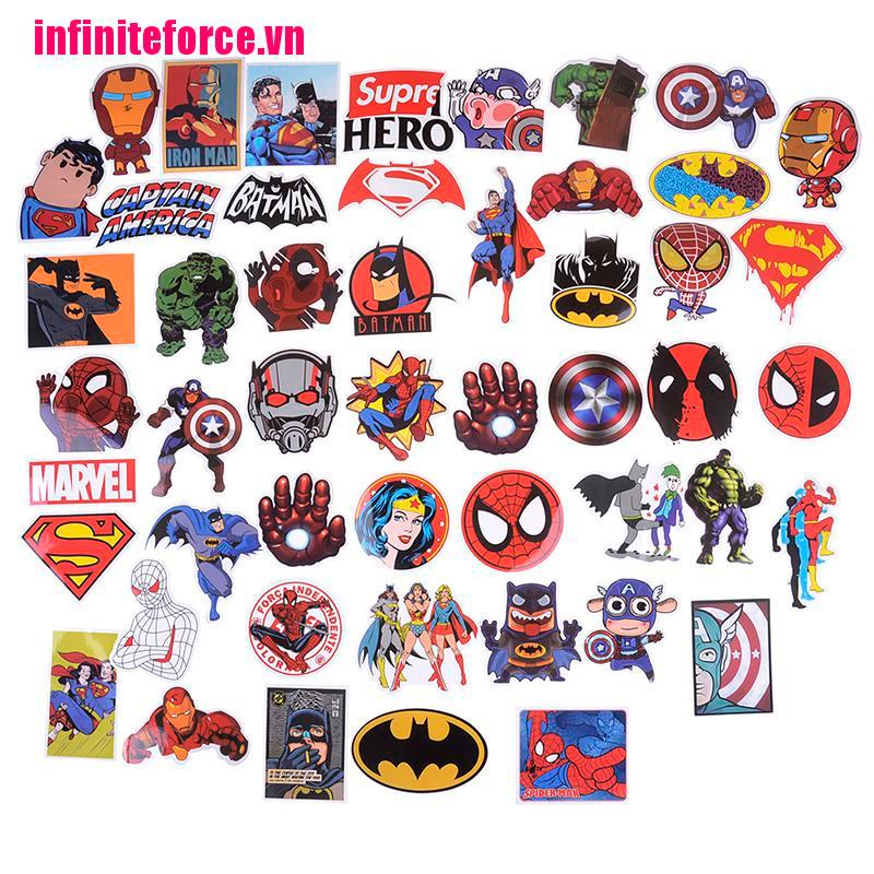 Set 50 Miếng Dán Trang Trí Hình Siêu Anh Hùng Marvel Diy