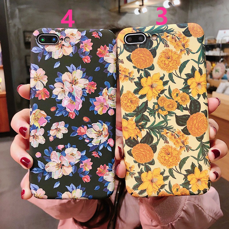 Ốp điện thoại cứng in hình hoa nữ tính cho iPhone 6 6s 7 8G Plus X Xs Max XR