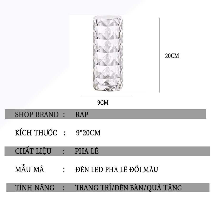 Đèn pha lê đính đá đổi màu cảm ứng siêu sang chảnh trang trí phòng ngủ phòng khách bàn làm việc-Rap