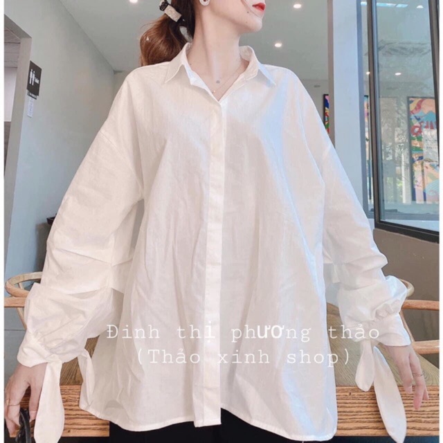 [Mã WASTUP giảm 10% tối đa 30K đơn 99K] ⭕️ Sơ Mi Trơn Tay Dài Thắt Nơ Cực Xinh