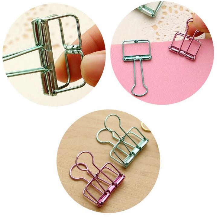 Kẹp giấy GALANO kẹp bướm kim loại dạng khung 3 size nhiều màu độc đáo SC-001357