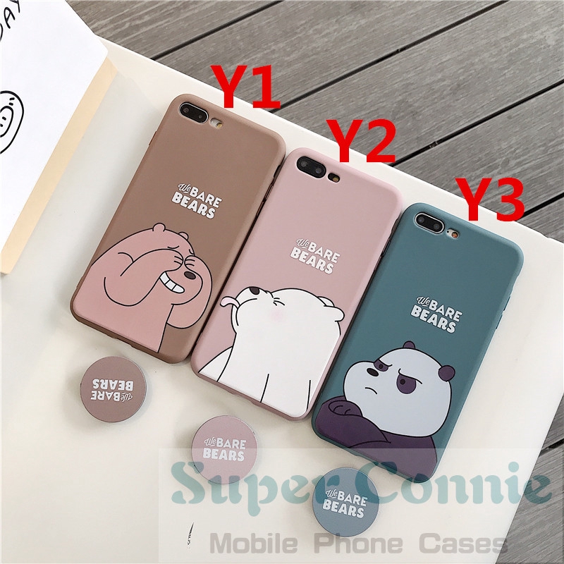 Ốp điện thoại hoạt hình We Bare Bears kèm giá đỡ cho IPhone 11 11pro max 6S 6 7 8plus