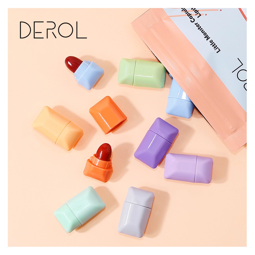 Set 8 Son Môi Derol Mini Lâu Trôi Thiết Kế Hình Viên Thuốc Thời Trang