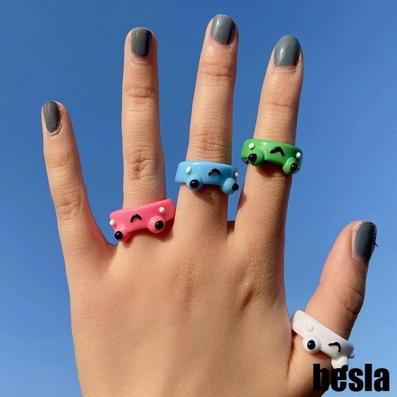 Nhẫn nhựa hình chú ếch thời trang nhiều màu cho nam và nữ Nhẫn acrylic Hình Ếch Hoạt Hình Đáng Yêu Cho Cặp Đôi