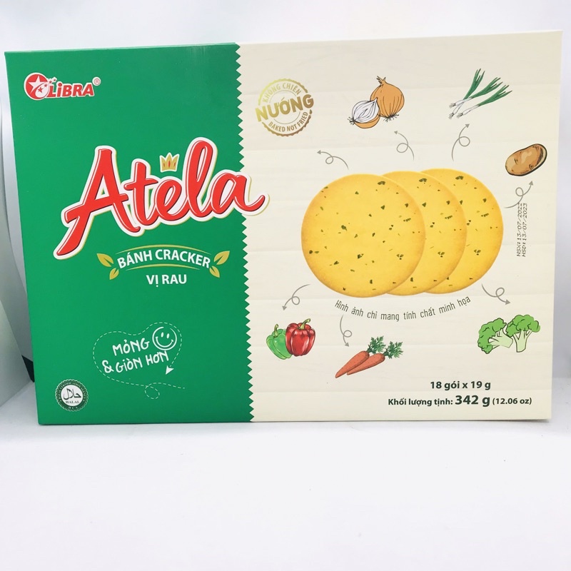 BÁNH CRACKER MÈ ĐEN ATELA LIBRA 342g kèm túi xách