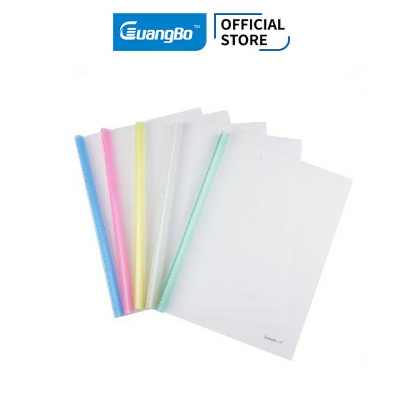 Bìa nhựa trong, chốt gáy rời, file kẹp giấy, File đựng tài liệu rút gáy màu Guangbo WJ6331