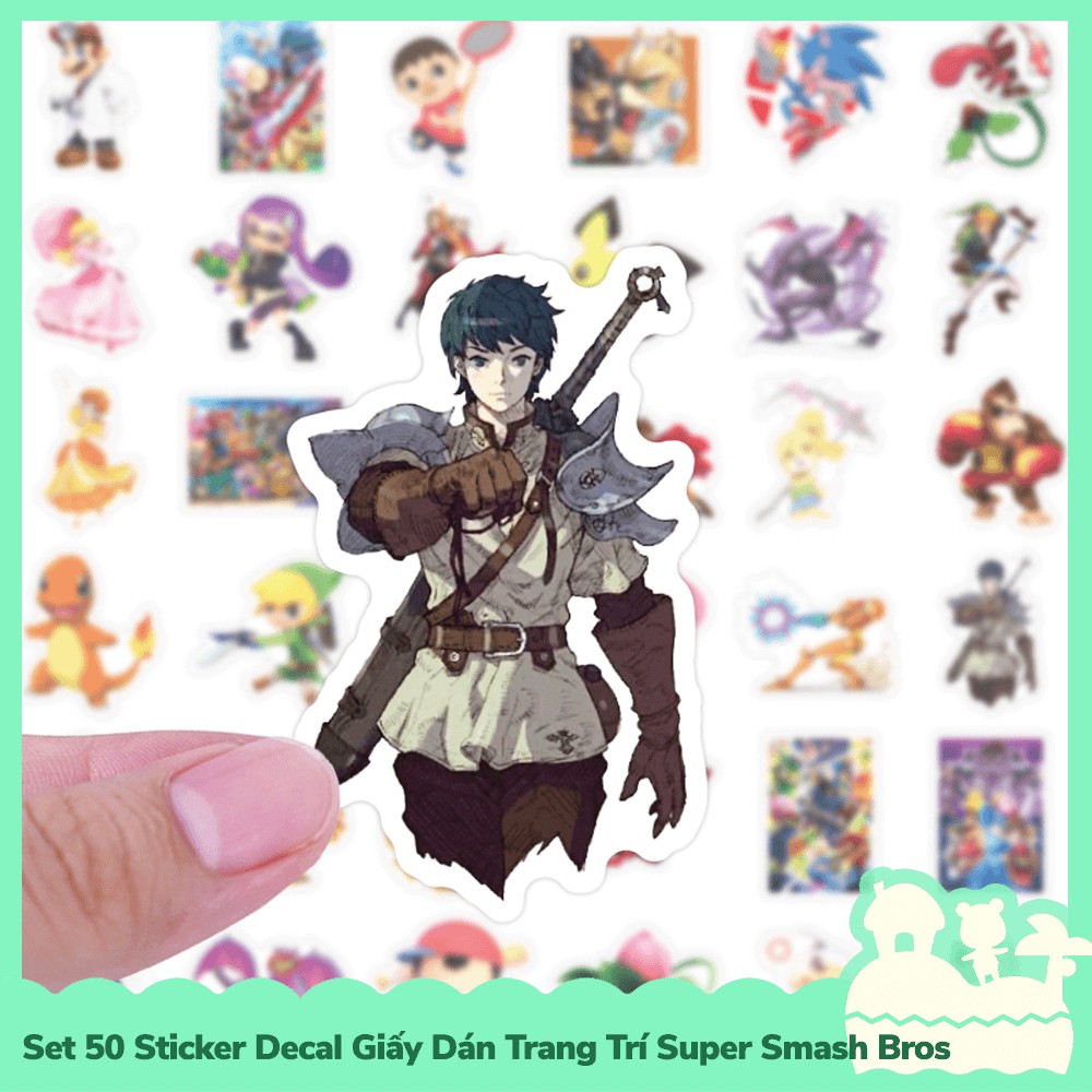 [Sẵn VN - NowShip] Set 50 Sticker Decal Dán Trang Trí Mẫu Game Nintendo Super Smash Bros