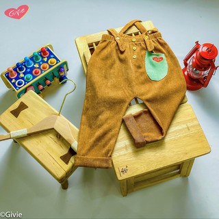 [Ảnh thật tự chụp] Quần dài có dây quai Givie Local Brand - chất liệu vải cotton nhung tăm - Sx tại Việt Nam