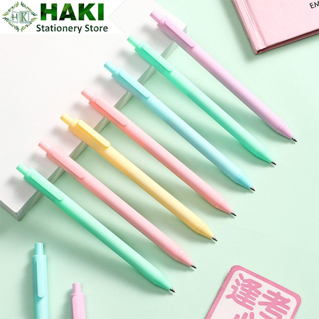 Bút bi nước mực gel HAKI, bút bi cute mực đen ngòi 0.5mm màu macaron dễ thương B06