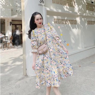 [Hàng Chuẩn] Váy Hoa Thô Dáng Suông Bèo Vàng, Đầm Hoa Tay Cộc Siêu Xinh Có Ảnh Thật Kèm Video