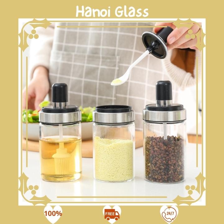 Hũ thuỷ tinh 250ml 🍇 Kèm Thìa Muỗng 🍇 đựng gia vị sử dụng tiện lợi [ RẺ VÔ ĐỊCH ]