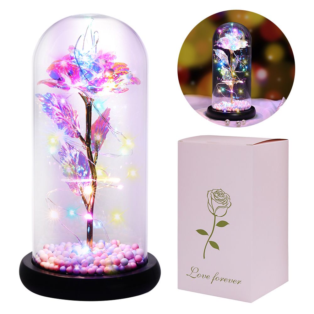 Hoa hồng nhân tạo trong lồng kính độc đáo có đèn LED làm quà tặng sinh nhật / lễ tình nhân cho mẹ/ vợ/ nữ