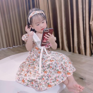 Váy Bé Gái - Đầm Công Chúa cho bé -váy hoa nhí- cổ thuyền chất lụa Mềm mại