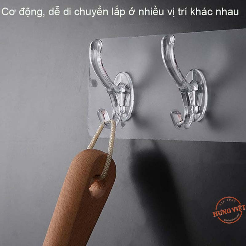 Thanh treo đồ 6 móc trong suốt siêu dính, chịu lực, chắc chắn, tiện lợi [MÓC 6]