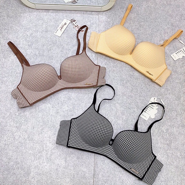 Áo Lót Su Thông Hơi Không Gọng Nâng Ngực Kẻ Ca Rô K68