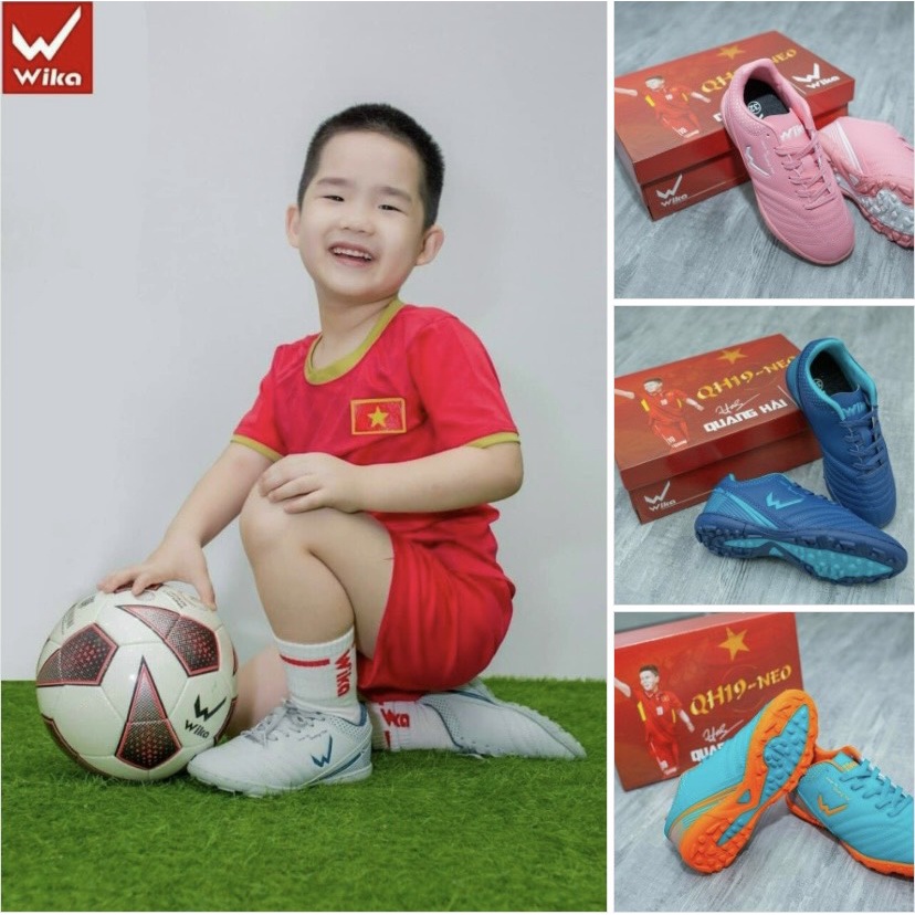 Giày đá bóng trẻ em Wika QH19 Neo KID Quang Hải da Microfiber mềm mại độ bền cao