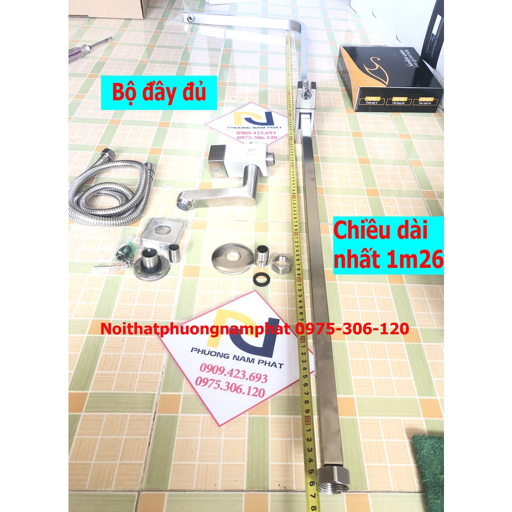 [SEN VUÔNG ĐẸP] Bộ Sen Cây Tắm Đứng Lạnh INOX 304 N1011 và tay sen tắm và dây sen DÙNG CHO NHÀ CHỈ CÓ ĐƯỜNG NƯỚC LẠNH