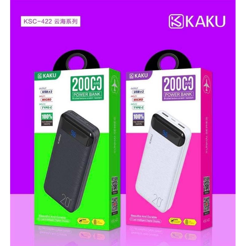 Sạc dự phòng Kaku KSC-422 dung lượng 20.000mah BH 6 THÁNG