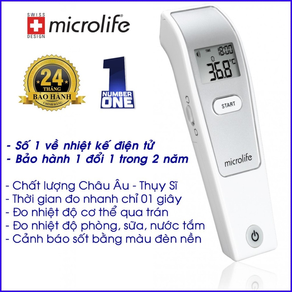 Nhiệt Kế MICROLIFE  FR1MF1  Nhiệt Kế Hồng Ngoại, Bảo Hành 2 Năm 1 Đổi 1