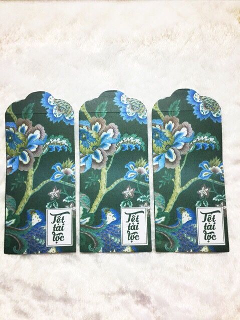 Tết - 06 Bao lì xì TẾT TÀI LỘC hoa xanh