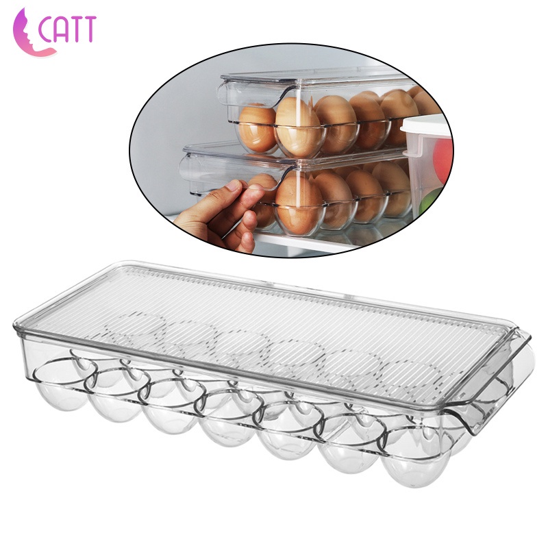 Hộp Đựng Trứng Hình Chữ Nhật Trong Suốt Chống Bụi Tiết Kiệm Không Gian Cho Tủ Lạnh