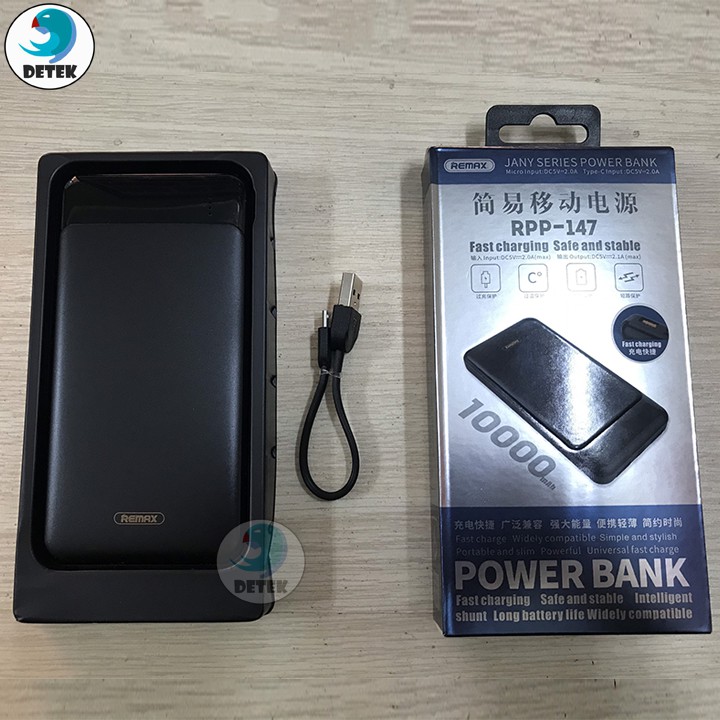 PIN DỰ PHÒNG 10000MAH REMAX RPP-147 JANY SERIES 2 CỔNG USB