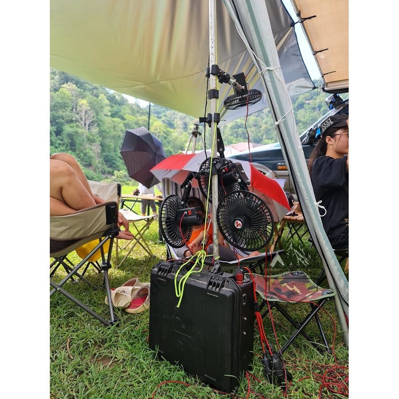 Quạt điện 12v lồng sắt dành cho cắm trại dã ngoại