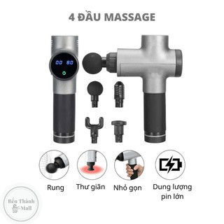 🧀Top Bán Chạy🧀 Súng Massage Toàn Thân 4 Đầu 6 Chế Độ Fascial - Giảm Đau Mỏi Vai Gáy, Giãn Cơ Sau Tập