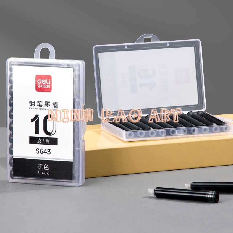 HỘP 10 ỐNG MỰC THAY THẾ DELI S643 (XANH DƯƠNG/XANH ĐEN)