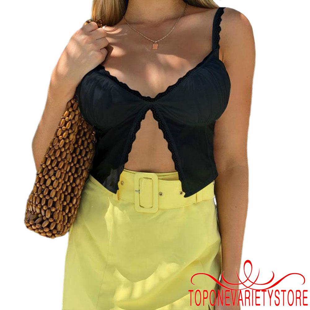 Áo Croptop Sát Nách Cổ Chữ V Khoét Sâu Gợi Cảm