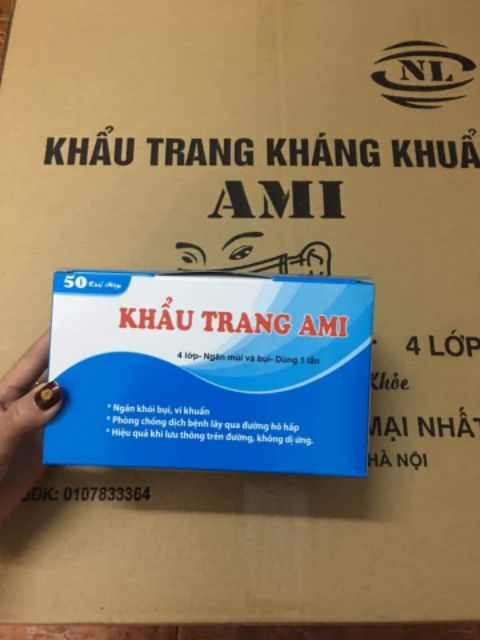 Hộp 50c khẩu trang y tế 4 lớp Ami