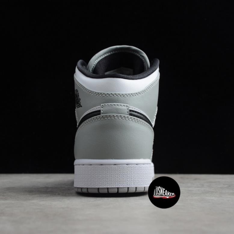 Giày thể thao JD1 Retro High Light Smoke Grey cao cổ xám logo đen, Giầy jordan xám cổ cao