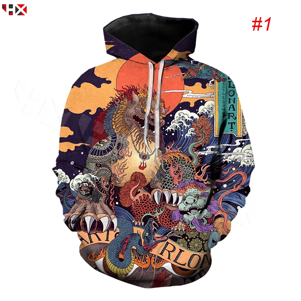 CLOOCL Japanese Kimono Style Ukiyo-e 3D Print Men Casual Hoodies