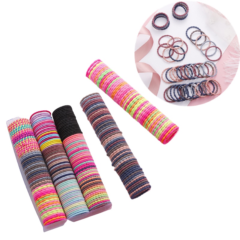 Set 50 Dây Buộc Tóc Cao Su Co Giãn 3cm Dễ Thương Cho Bé Gái